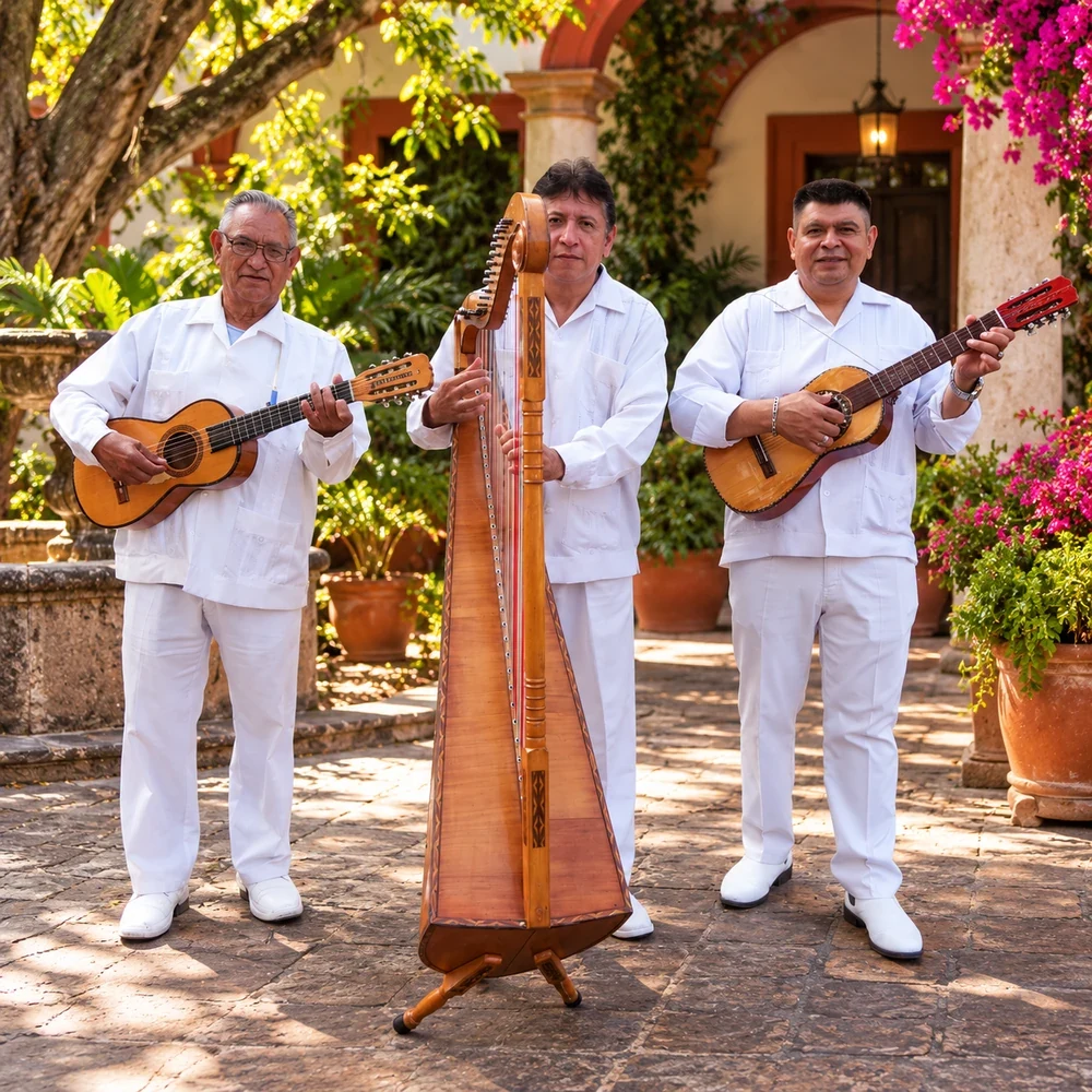 Grupo jarocho en presentación musical en vivo
