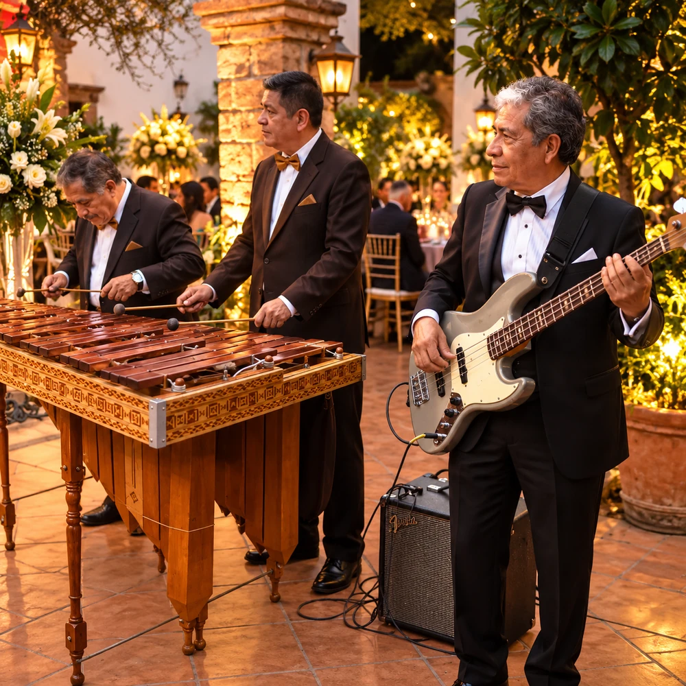 Grupo de marimba durante una recepción